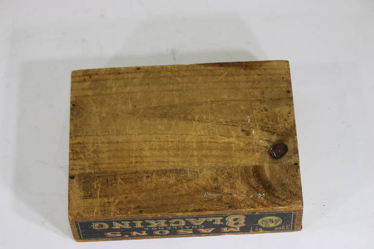 1800s Americana Advertising Masons Wood Blacking Box For Sale 3