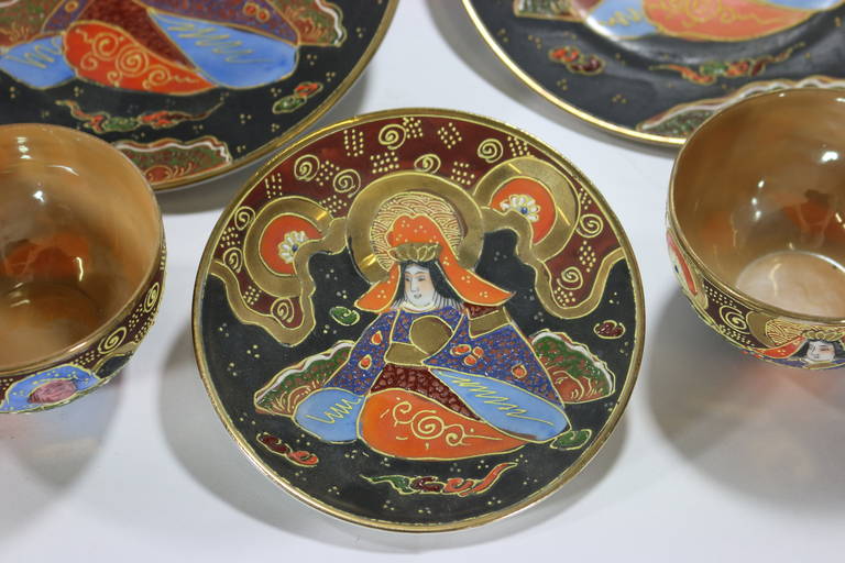 Painted 21-Piece Japanese Satsuma Tea Service  circa 1920 For Sale