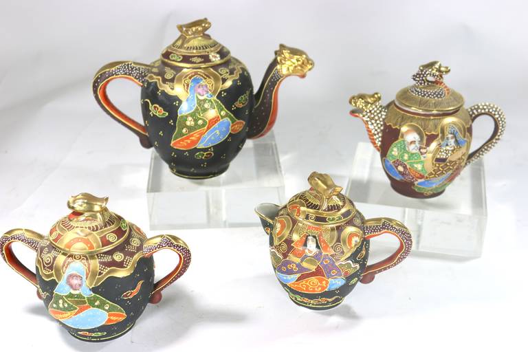 Meiji 21-Piece Japanese Satsuma Tea Service  circa 1920 For Sale