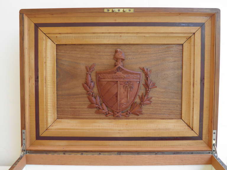 A Treasure!!- Makes a Great Gift for the Man who has everything.
very handsome large substantial exotic wood Cuban humidor which formerly belonged to Philanthropist Oil Magnate- William Hale Harkness, whose family founded Standard Oil, lending the