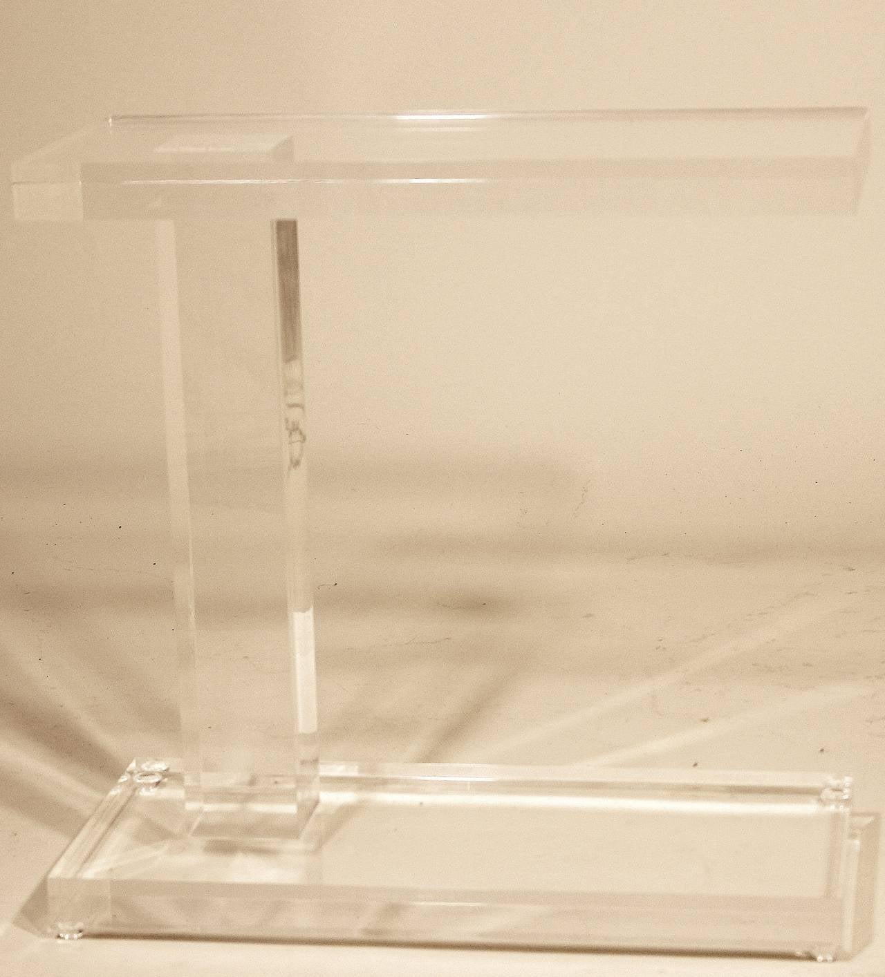 1970 Pair of Lucite Acrylic Side Tables in the Manner of  Hollis Jones For Sale 1