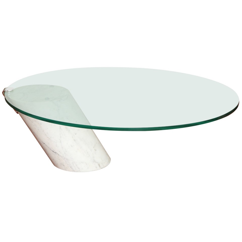 Chic Modernist Pace Marble Glass Cocktail Table For Sale