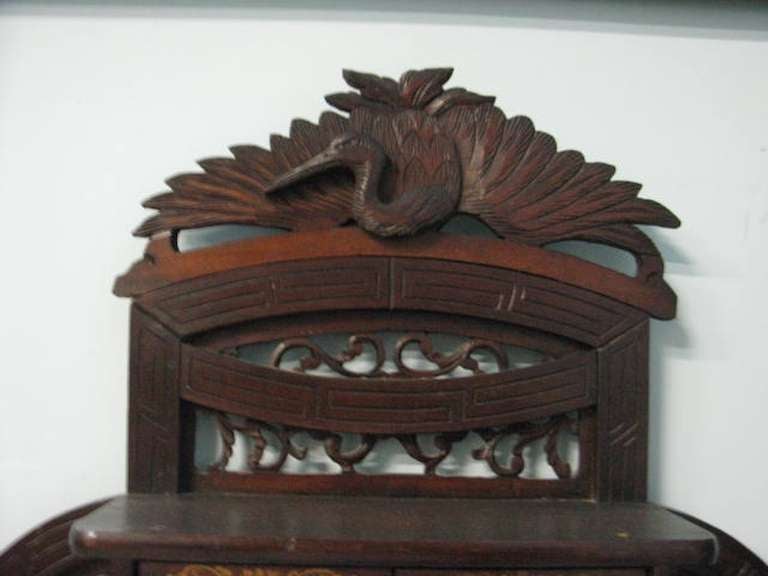 Carved Important Japanese Etagere Display Cabinet Inlay Design, 19th Century For Sale