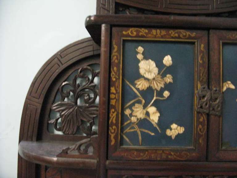 Bone Important Japanese Etagere Display Cabinet Inlay Design, 19th Century For Sale