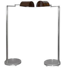 1960 Bauer Lamp Co. Swing-Arm Dimmable Pharmacy Floor Lamp Plexi Base 9