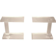 1970 Pair of Lucite Acrylic Side Tables in the Manner of  Hollis Jones