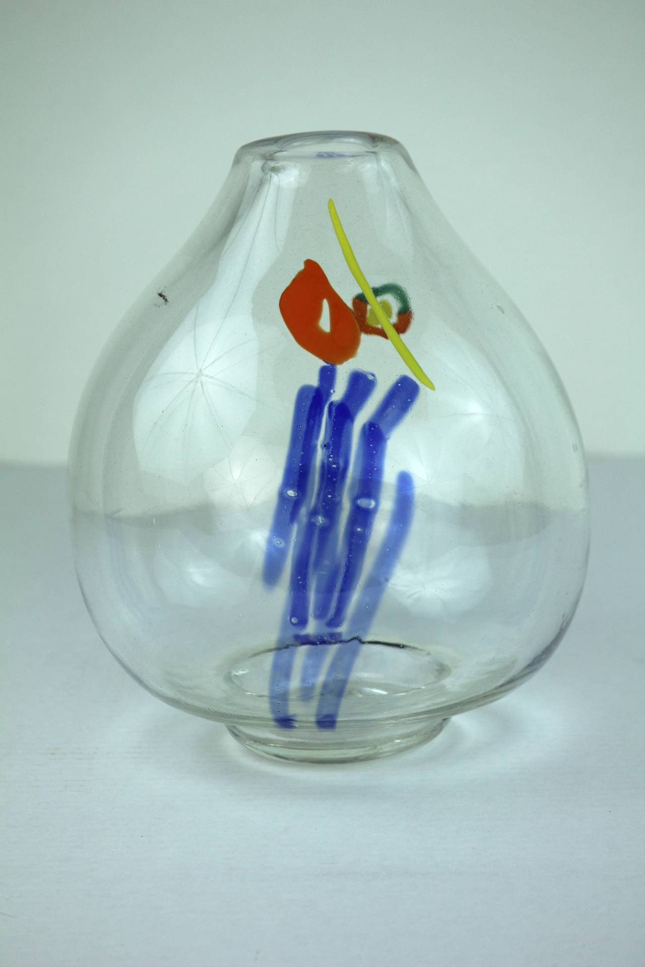 American 1978 Superb Modern Art Glass Vase by Celebrated Glass Artist Jan Zandhuis For Sale