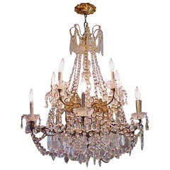 Lustrous 19th Century Ten-Light Large French Louis XV Multi Crystal Chandelier