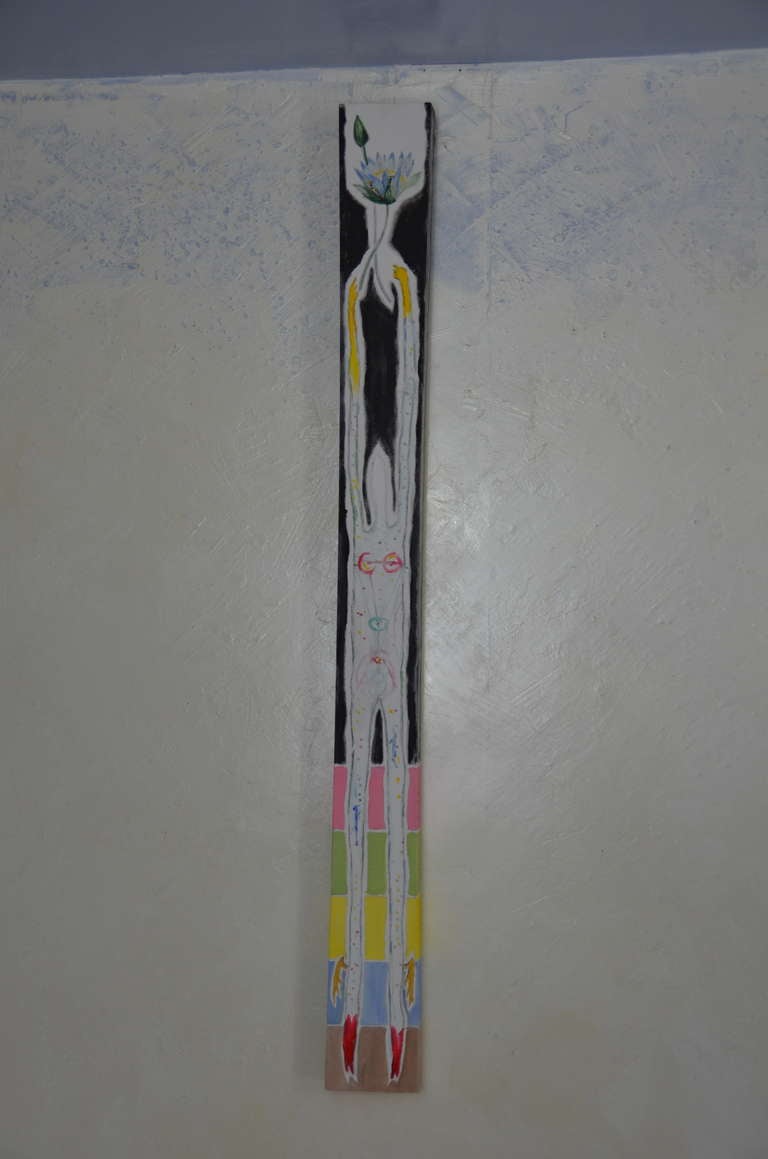 Noted cutting edge contemporary artist Ronn Jaffe's mixed-media painting.
A mini Totem on canvas from Ronn Jaffe's myth of Holloman Totem series- series of five--Included is a copy of Ronn Jaffe's book 'Mind Gap Journey 21c' 2012 and a personal