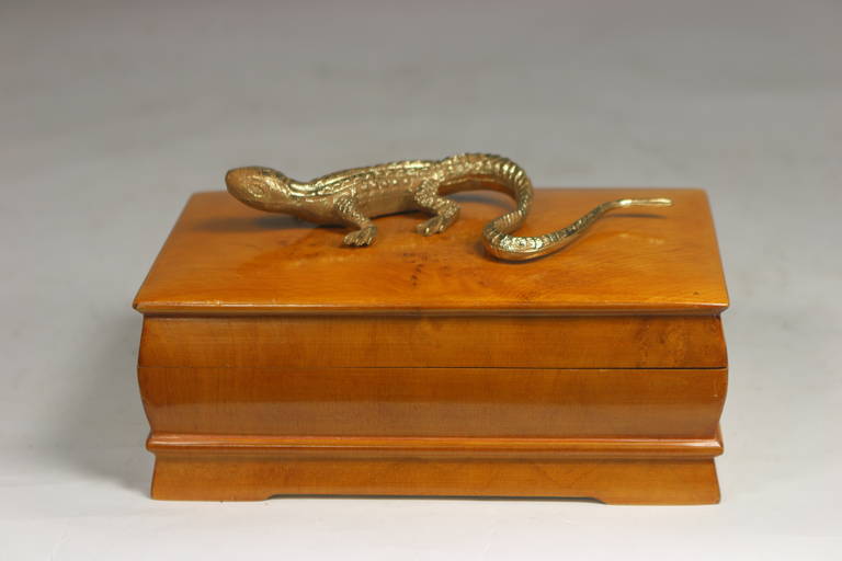 Swedish Elm Burl Box with Gecko Embellishment