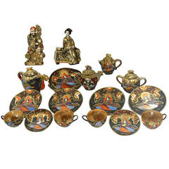 Antique 21-Piece Japanese Satsuma Tea Service  circa 1920