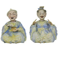 Antique  Pair of Large Meissen Style Figures of Nodding Pagodas Late 19th century