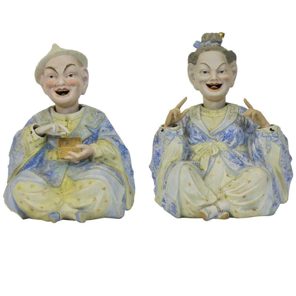 Pair of Large Meissen Style Figures of Nodding Pagodas Late 19th century For Sale