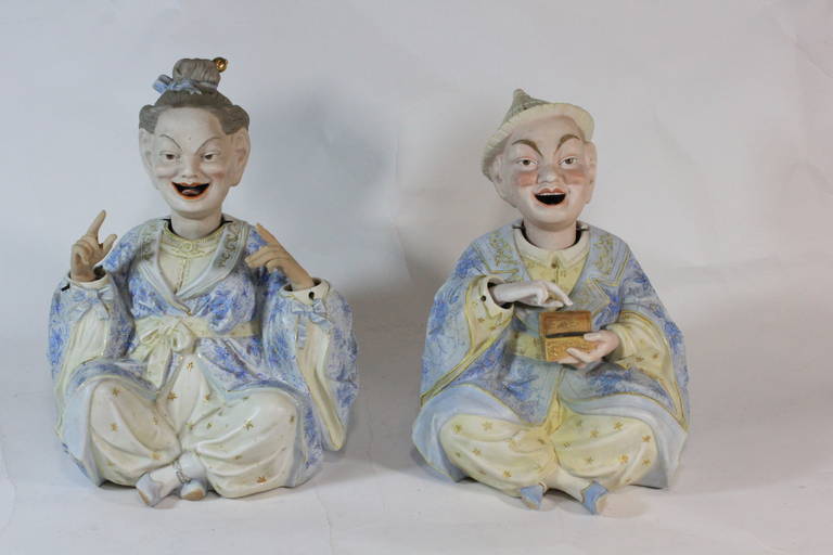 Pair of Large Meissen Style Figures of Nodding Pagodas Late 19th ...