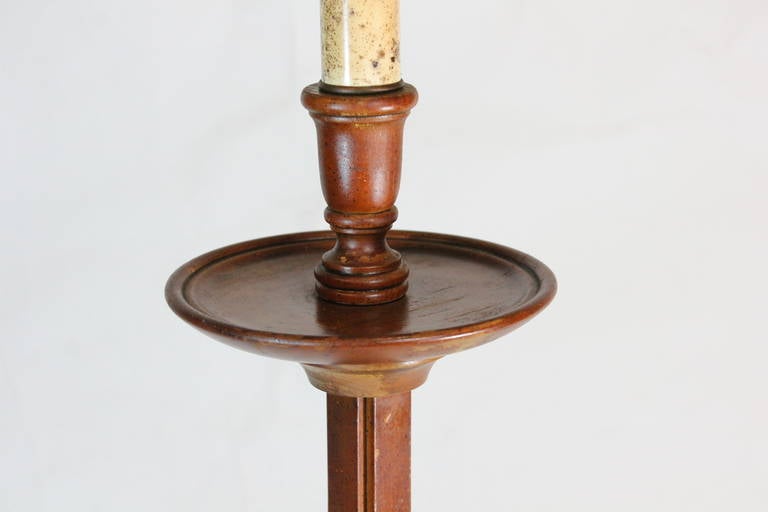 Mid-20th Century 1940s Frances Elkins Prototype Mahogany, Adjustable Ratchet Floor Lamp For Sale