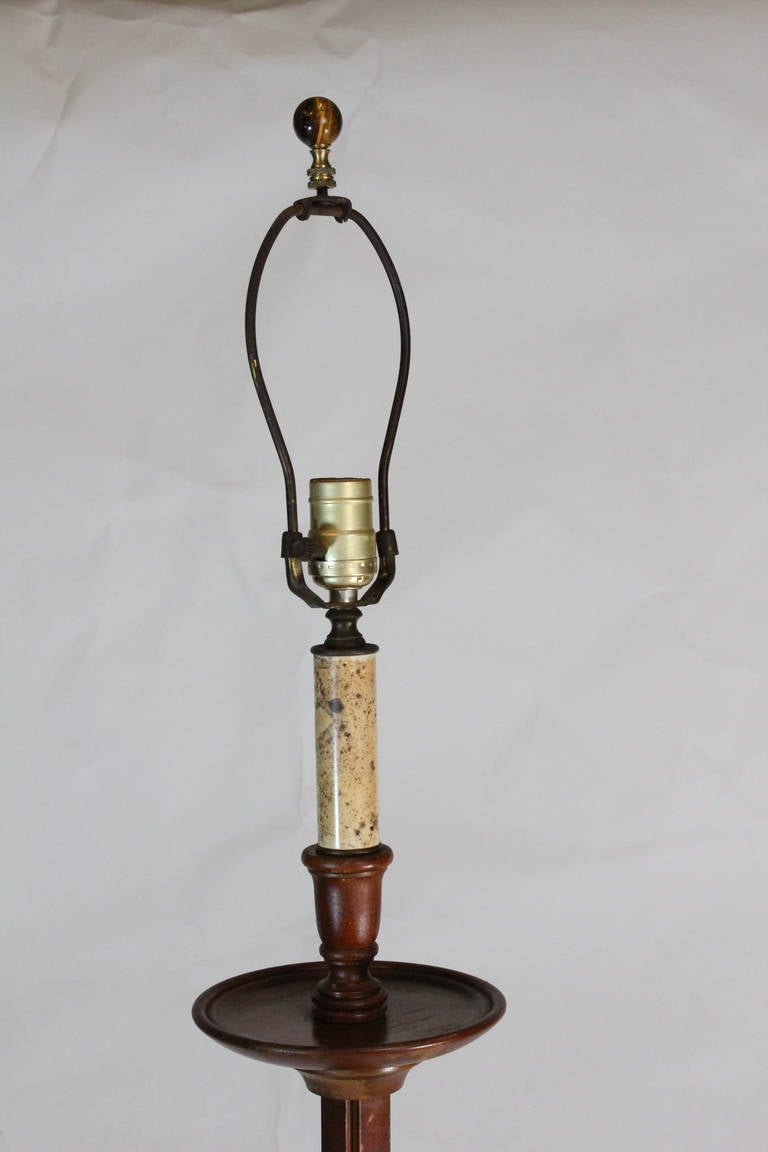 1940s Frances Elkins Prototype Mahogany, Adjustable Ratchet Floor Lamp For Sale 1