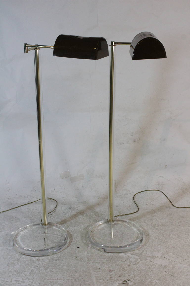 American 1960s MCM Bauer Swing-Arm Pr. Pharmacy Floor Lamp-Karl Springer Style For Sale