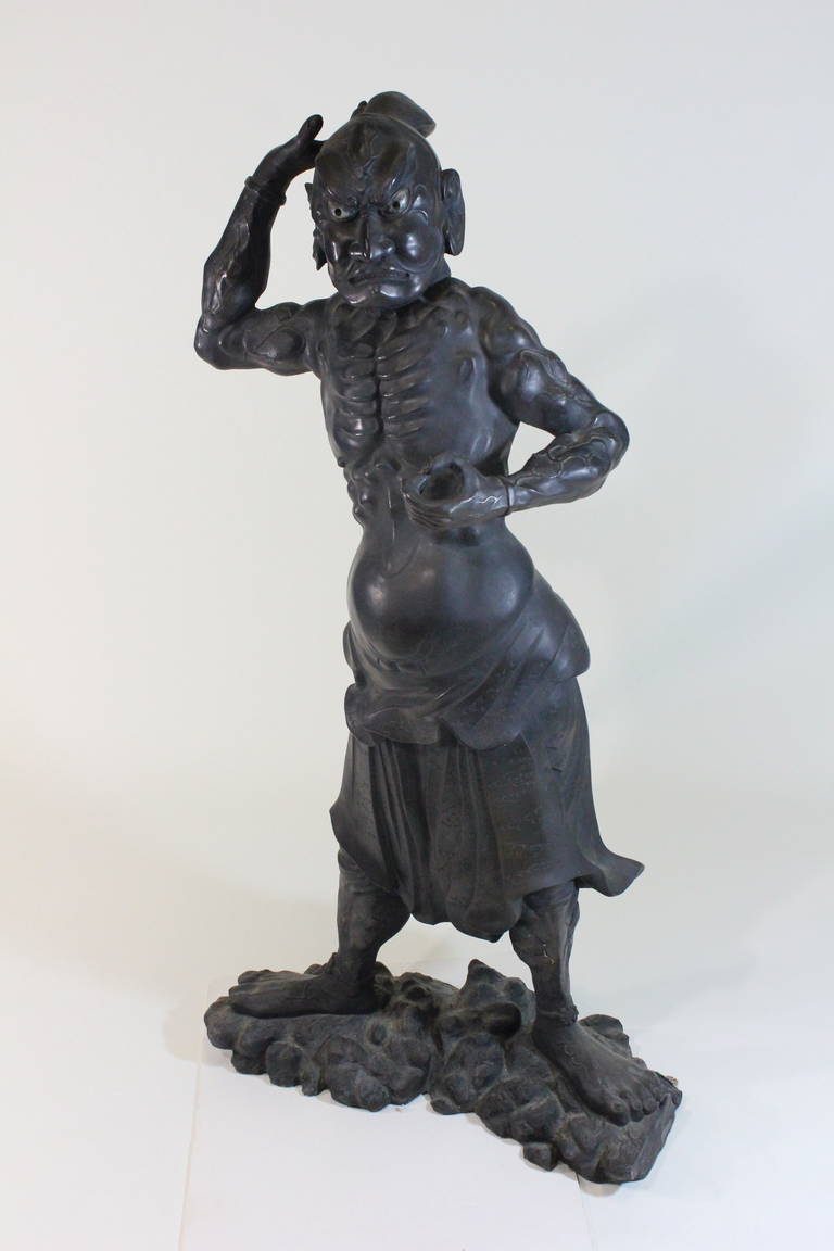 Near LifeSize Sculpture of a Fierce Japanese Nio Guardian Protector of