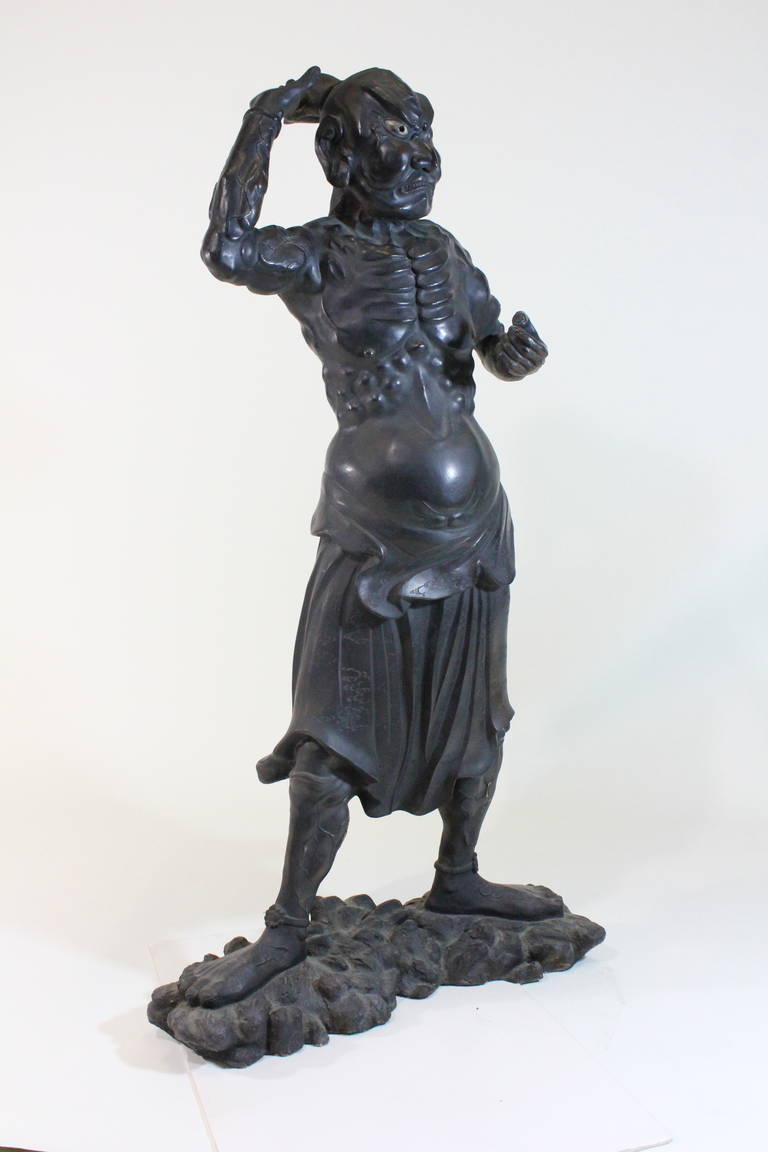 Near LifeSize Sculpture of a Fierce Japanese Nio Guardian Protector of