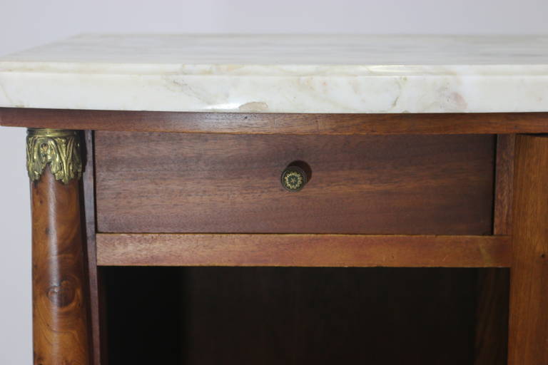 19th Century Fine French Cabinet Nightstand Elm Burl Floral Marquetry Marble Top For Sale 2