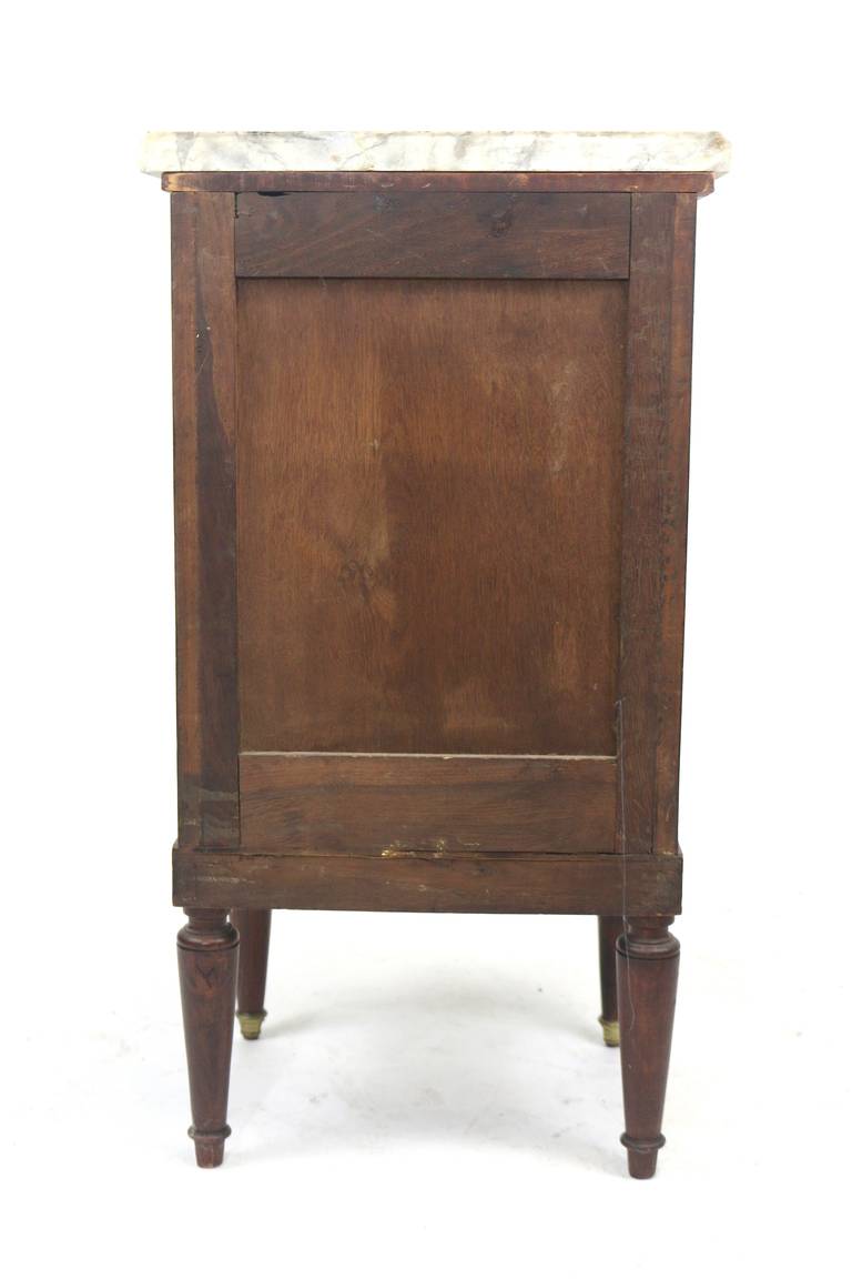 19th Century Fine French Cabinet Nightstand Elm Burl Floral Marquetry Marble Top For Sale 4
