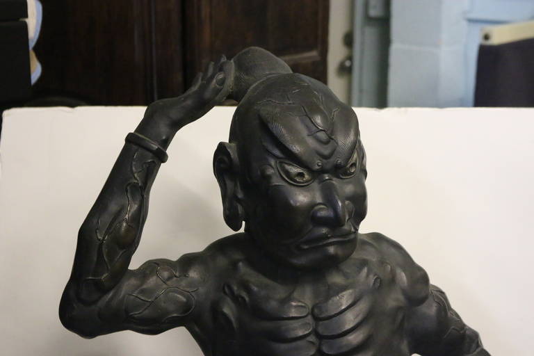 Near LifeSize Sculpture of a Fierce Japanese Nio Guardian Protector of