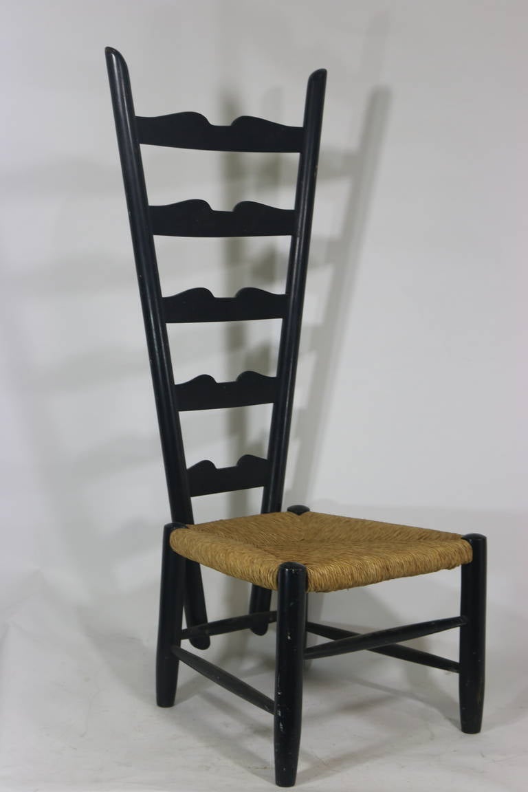 1950 High Back Italian Chiavari Gio Ponti Fireside Chairs In Good Condition For Sale In West Palm Beach, FL