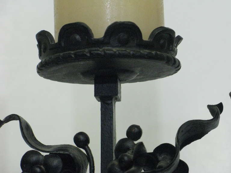 Historic Chateau Masterful Pair Large Iron Candelabra--19th Century -Provenance In Good Condition For Sale In West Palm Beach, FL