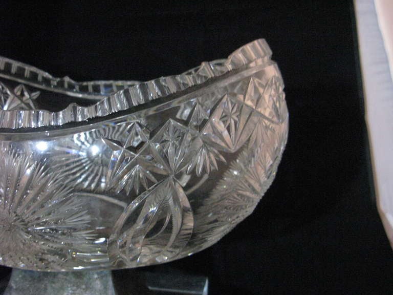 English Impressive 19th c. Cut Crystal Baccarat St. Centerpiece Bowl on Silver Base For Sale