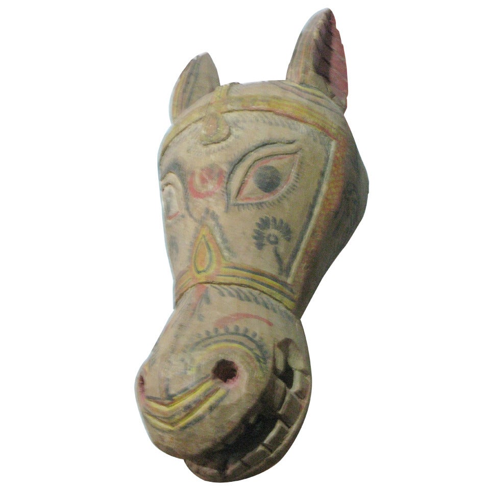 1940s Mexican Large Carved Wood Horse Sculpture For Sale