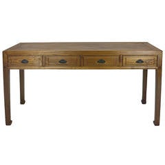 18th-19th Century Chinese Mellow Elmwood Four Drawer Console Table Writing Table 2