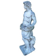 Neoclassic Garden Statue of Apollo with His Hunting Dog