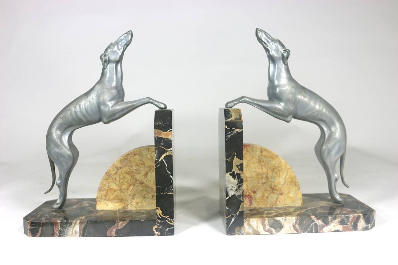 Superb Art Deco Pair Of Silvered Pewter Greyhound Bookends On A - Superb Art Deco Pair Of Silvered Pewter Greyhound Bookends On A Marblestand superb art deco pair of silvered pewter greyhound bookends on a - superb art deco pair of silvered pewter greyhound bookends on a marblestand