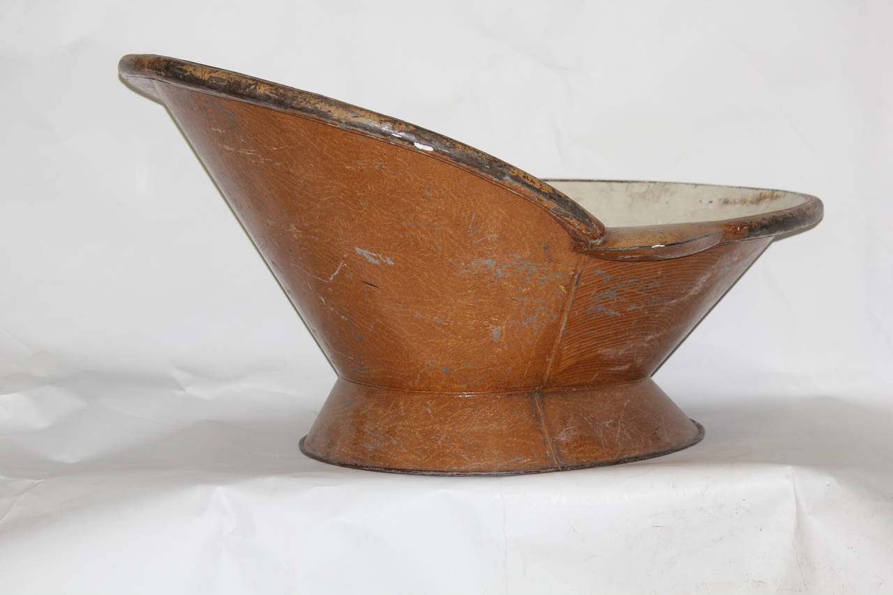 Hip Bath Tub with Faux Wood Painted Finish with Provenance, circa 1895