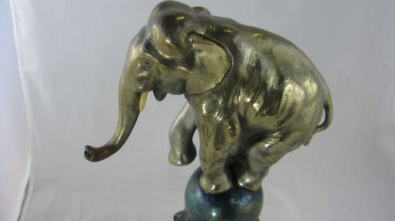1930 Whimsical Art Deco Silvered Bronze Dancing Elephant with Provenance In Good Condition For Sale In West Palm Beach, FL