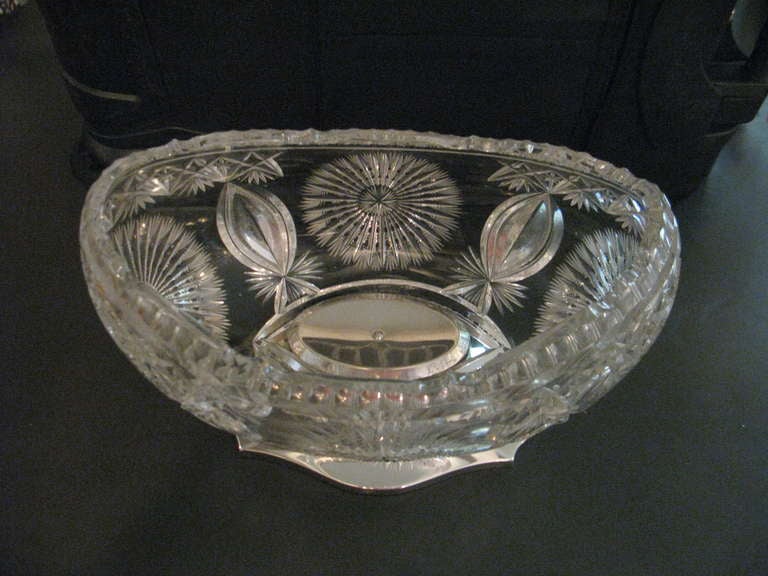 Impressive 19th c. Cut Crystal Baccarat St. Centerpiece Bowl on Silver Base For Sale 2