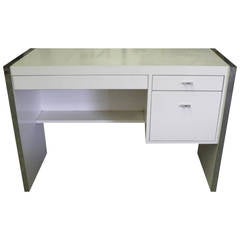 1960s Modern Desk with File Ala Milo Baughman Minimal Streamlined Design