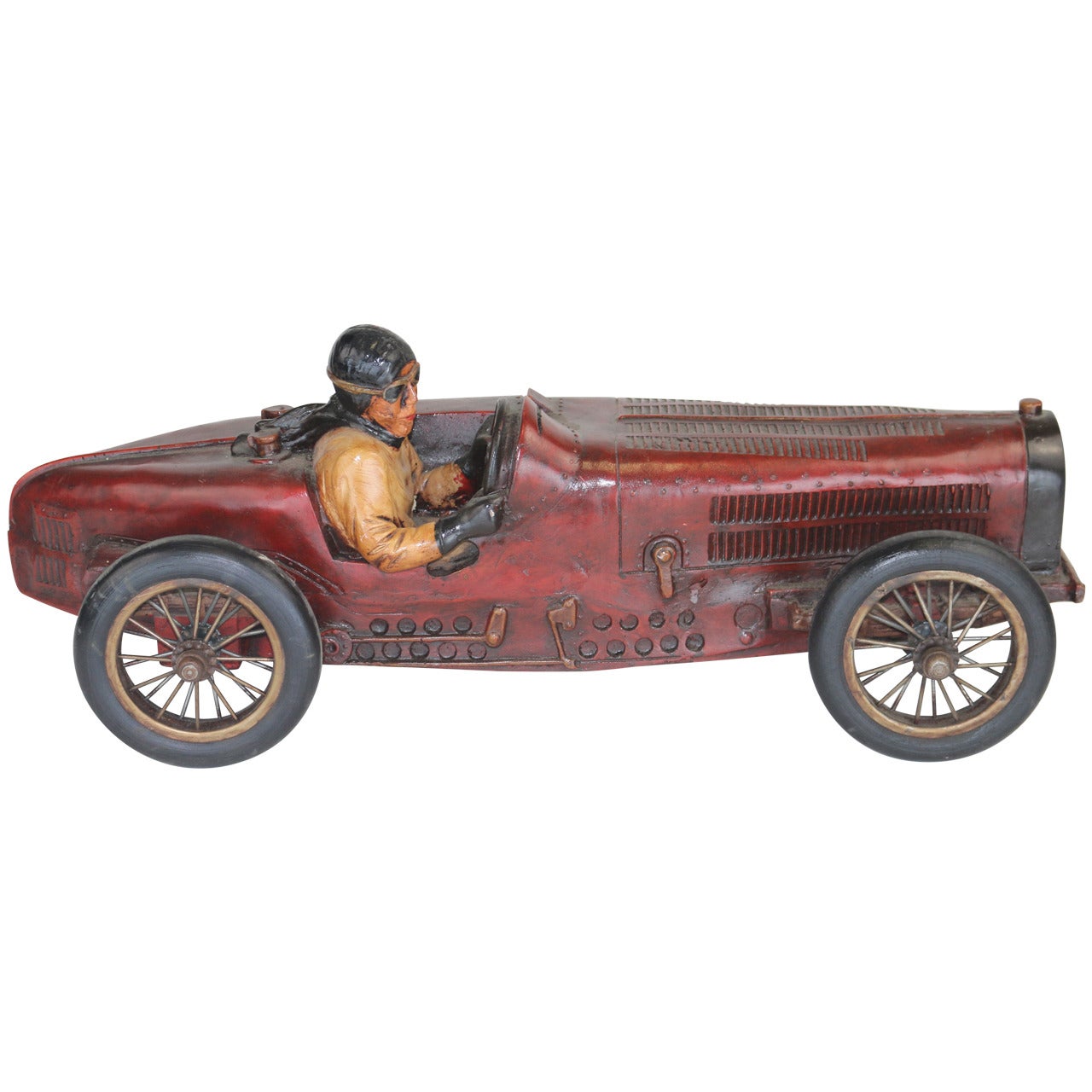 Vintage Large Racing Bugatti Model with Driver with Provenance For Sale