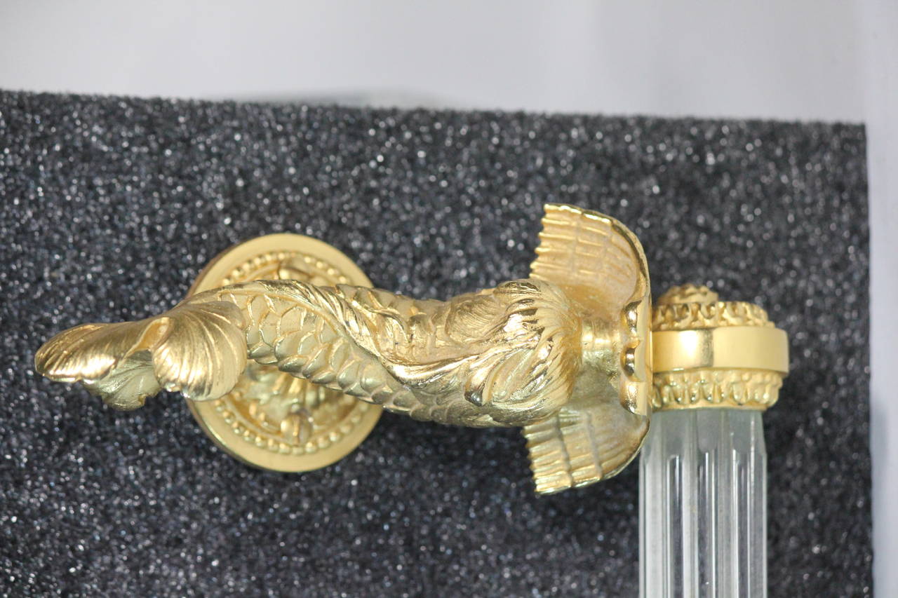 American Vintage Sherle Wagner 24-Karat Gold Dolphin Crystal Towel Bar For Sale