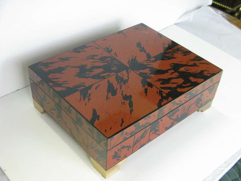 Mid-Century Modern 1960s Large Faux Tortoise Lacquered Box by Alessandro For Sale