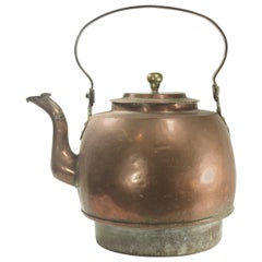 Huge 18th Century Georgian Federal Copper Hearth Water Kettle, Hand-Forged