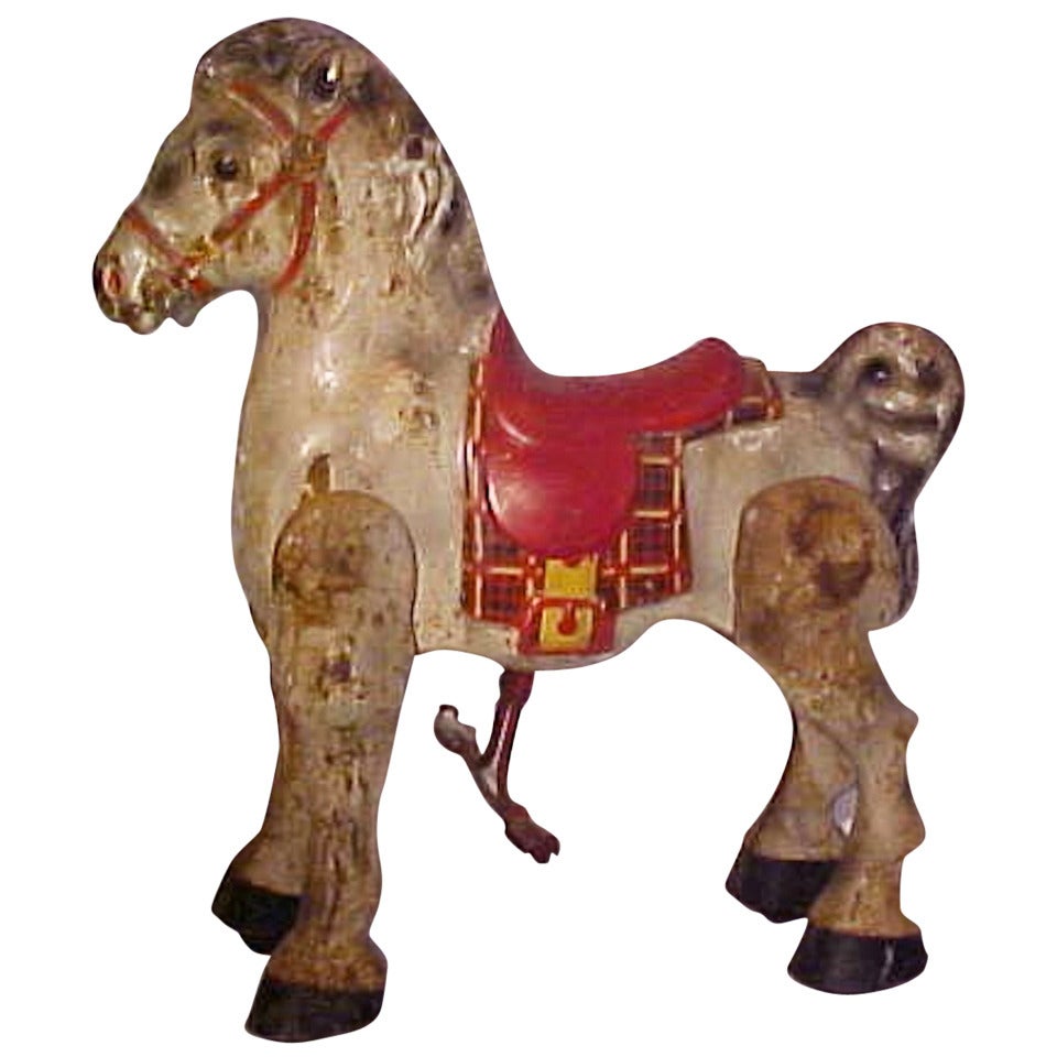 Vintage English Folk Art Child's Toy Riding Horse Great for Display For Sale