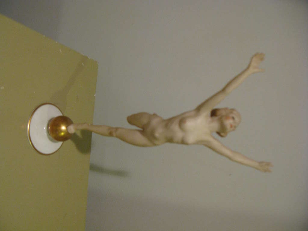 German Beautiful Art Deco Hutschenreuther Nude Goddess Sculpture on a Golden Ball For Sale