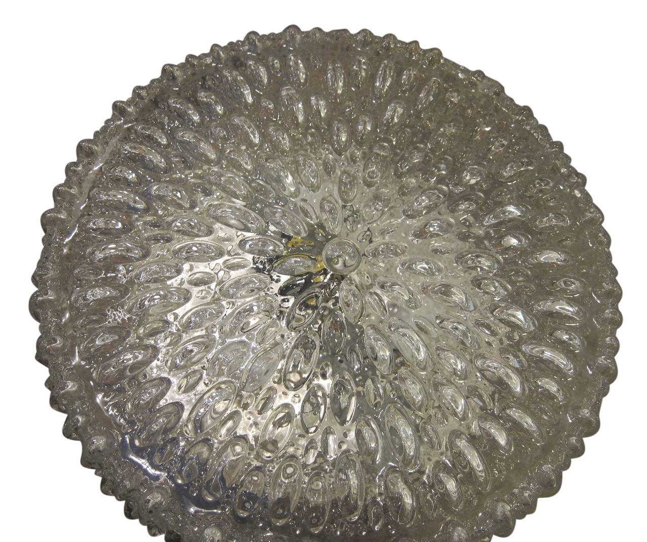Mid-Century Modern Molded Circular Glass Flush Mount In Excellent Condition In New York, NY