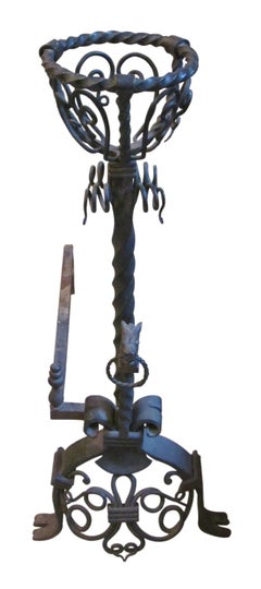 Pair Large Hand-Wrought Figural Andirons w/ Horse Heads