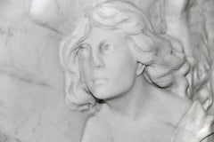 1910 Hand-Carved Marble Angel Wall Plaque Sculpture