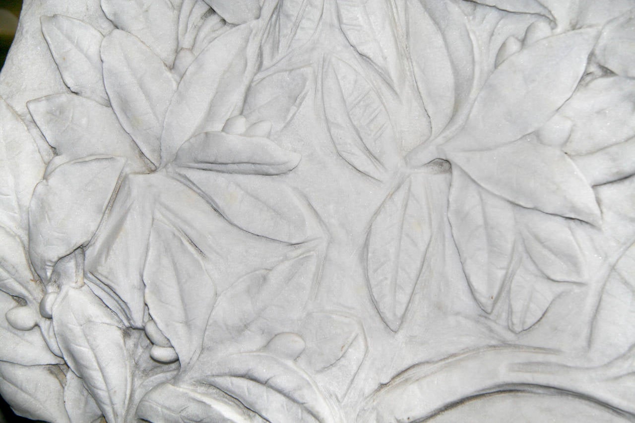 Argentine 1910 Hand-Carved Marble Angel Wall Plaque Sculpture For Sale