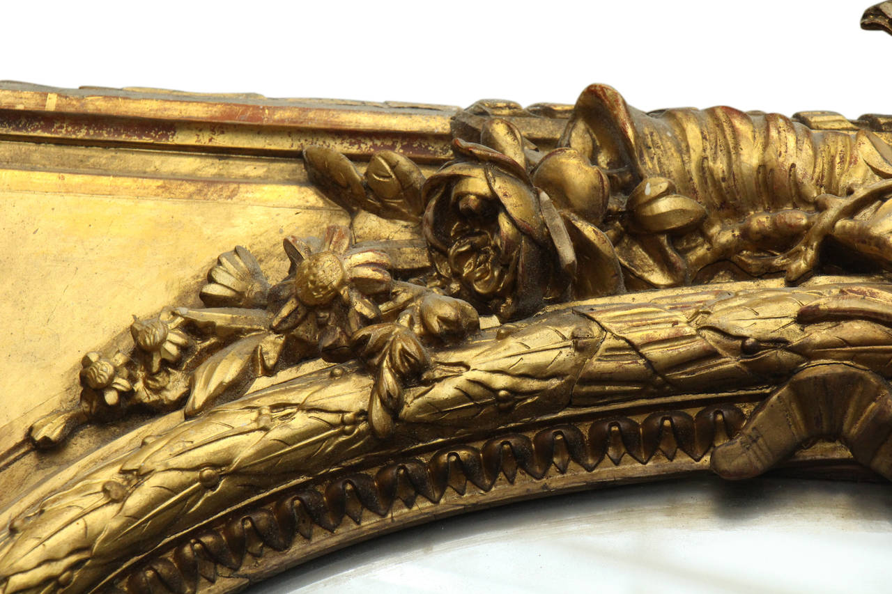 Late 19th Century Oversized French Chateau Gold Gilt Carved Mirror