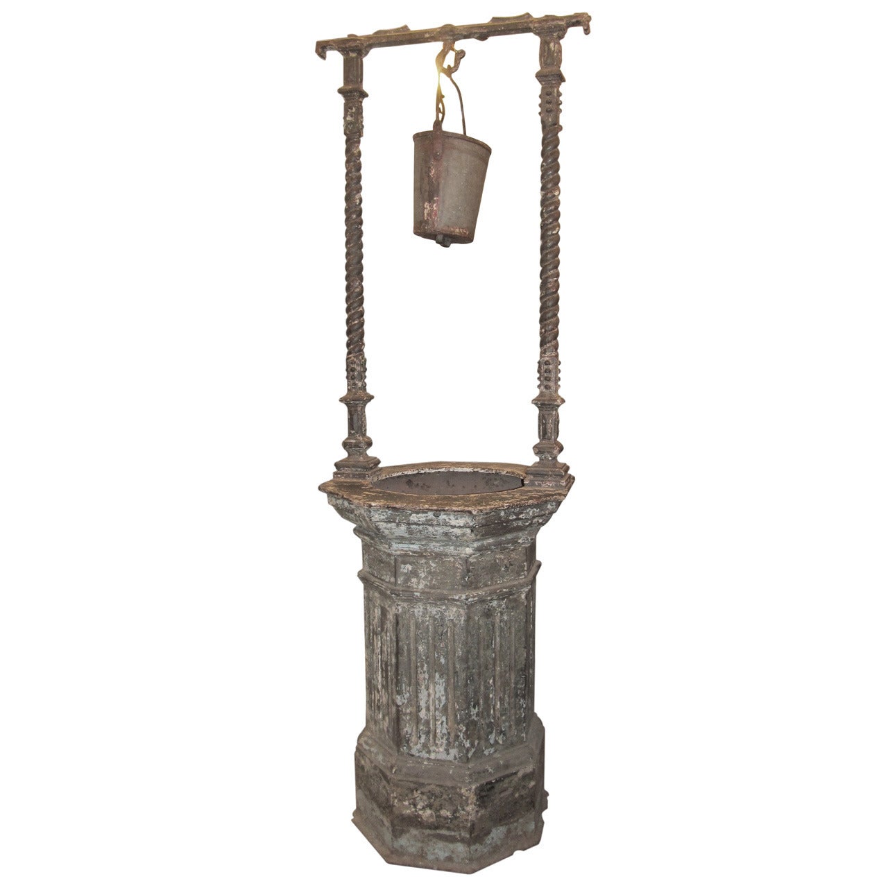 Early 1900s Victorian Cast Iron Antique Standing Wishing Well