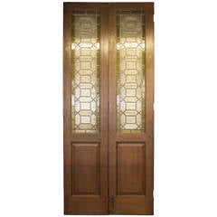 Antique 1907 Bifold Stained Glass Doors from Madison Avenue Baptist Church Parish House